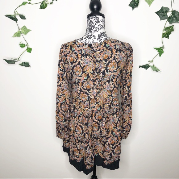 Zara Paisley Long Sleeve Mini Dress with Pockets - Picture 7 of 8